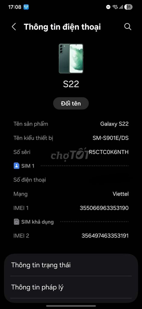 Samsung Galaxy S22 Xanh lá. Mua bán Điện thoại tại Huyện Krông Pa Gia Lai được đăng bởi Obito hình 1