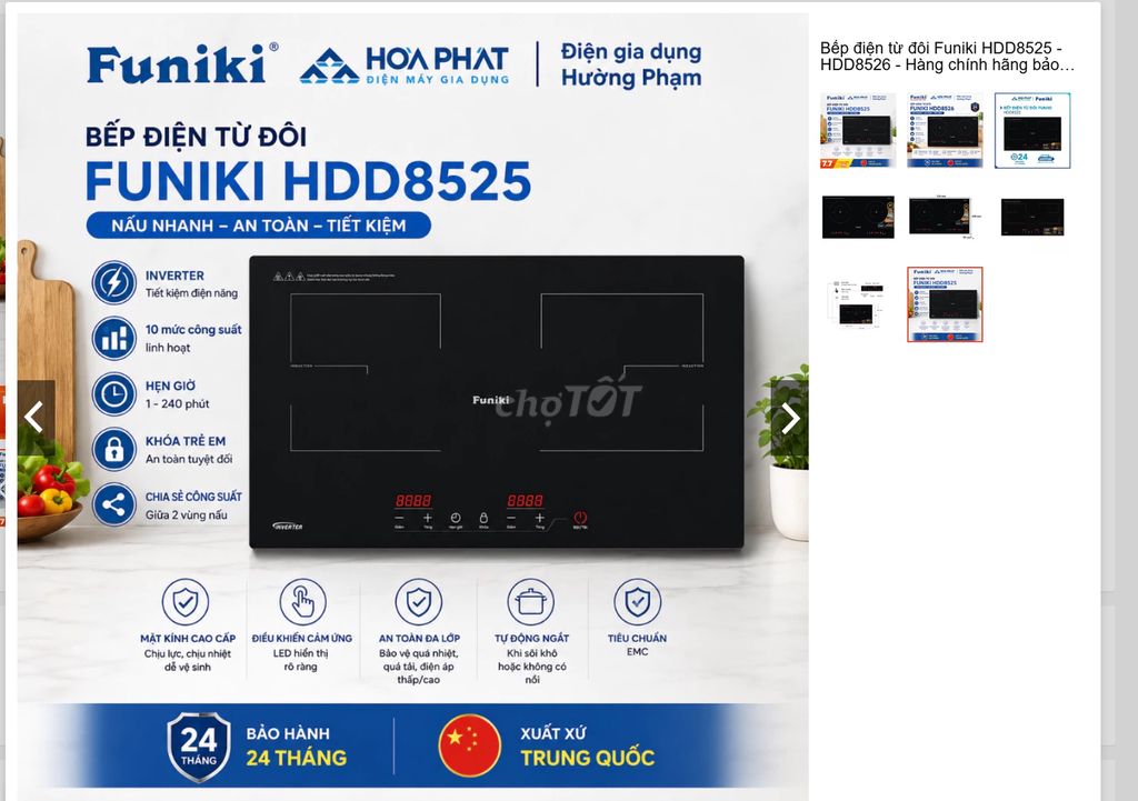 Bếp điện từ đôi Funiki HDD8525 Kính Crystal Plate. Mua bán Bếp, lò, đồ điện nhà bếp tại Quận 6 Tp Hồ Chí Minh được đăng bởi kim tran hình 1