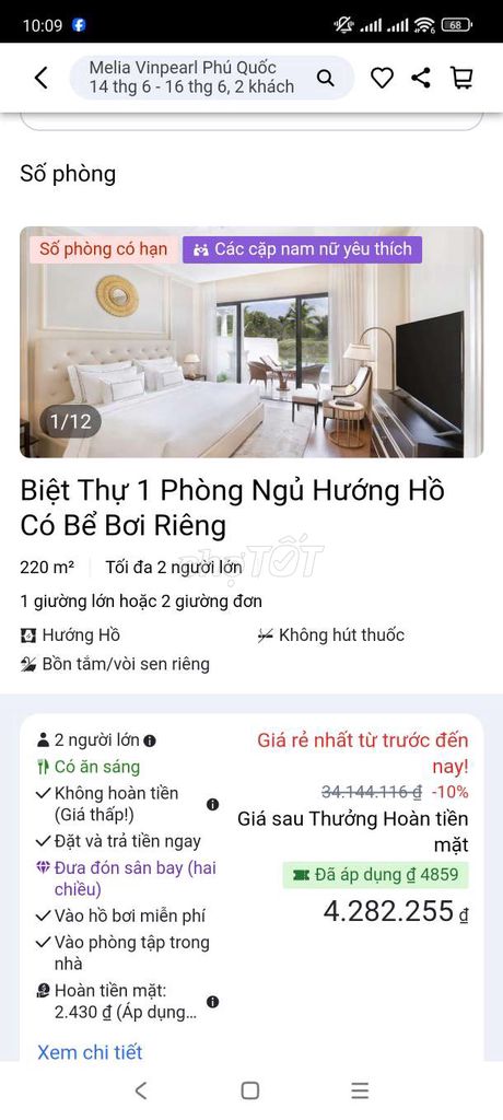 Thanh lý voucher Melia Vinpearl Phú Quốc