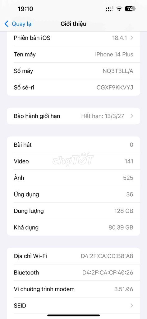 Apple iPhone 14 Plus 128GB Trắng. Mua bán Điện thoại tại Quận Cầu Giấy Hà Nội được đăng bởi Thịnh Anh Tuấn hình 1