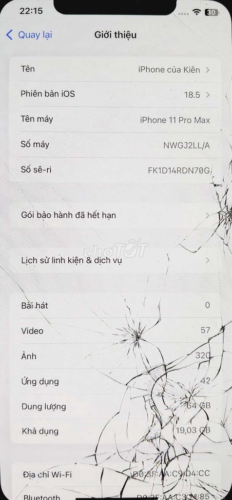 Iphone 11Pro Max nứt kính full chức năng