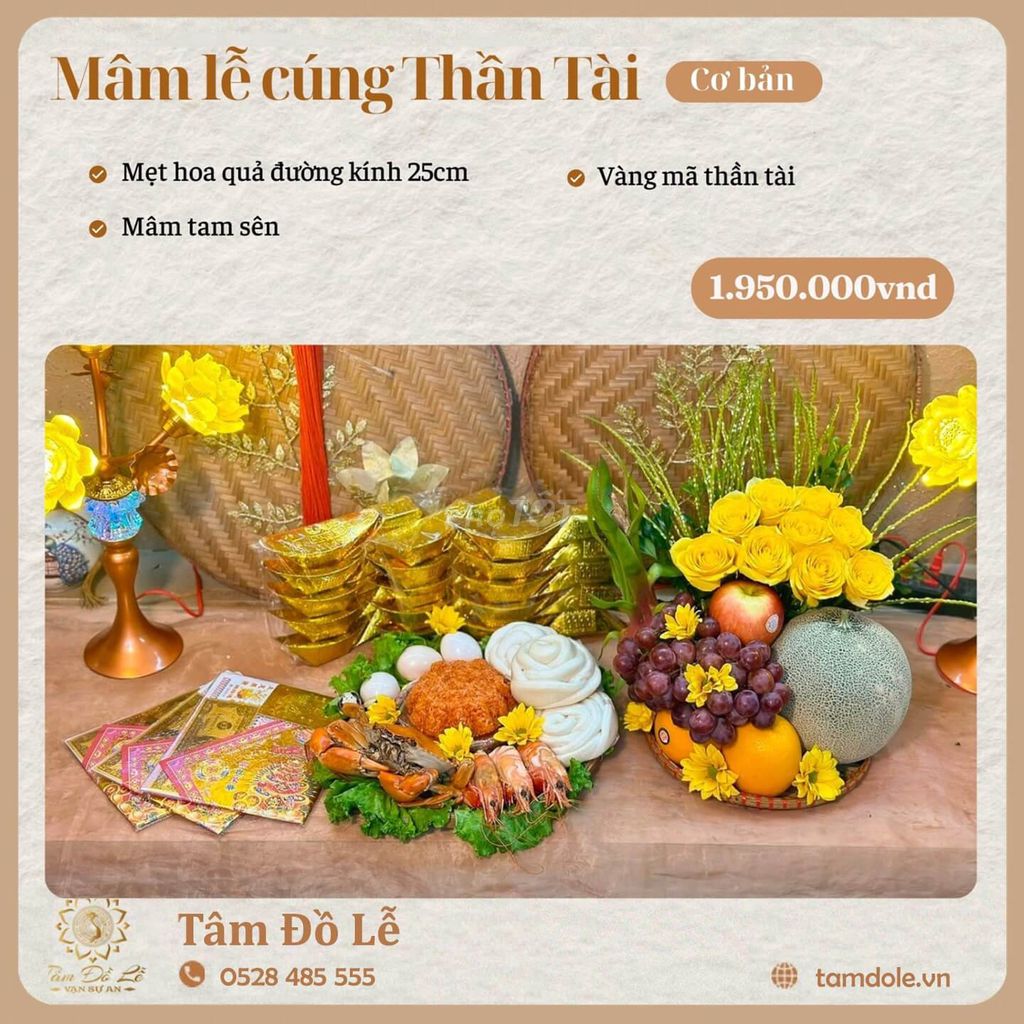 Dịch vụ Mâm Cúng Thần Tài Cơ bản - Tâm Đồ Lễ