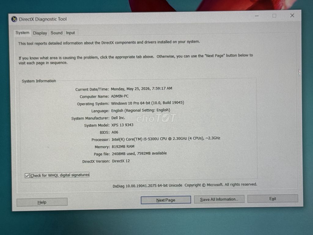 Dell XPS 13 9343 i5-5300U 8GB/256GB. Mua bán Laptop tại Thành phố Buôn Ma Thuột Đắk Lắk được đăng bởi Ngọc hình 1