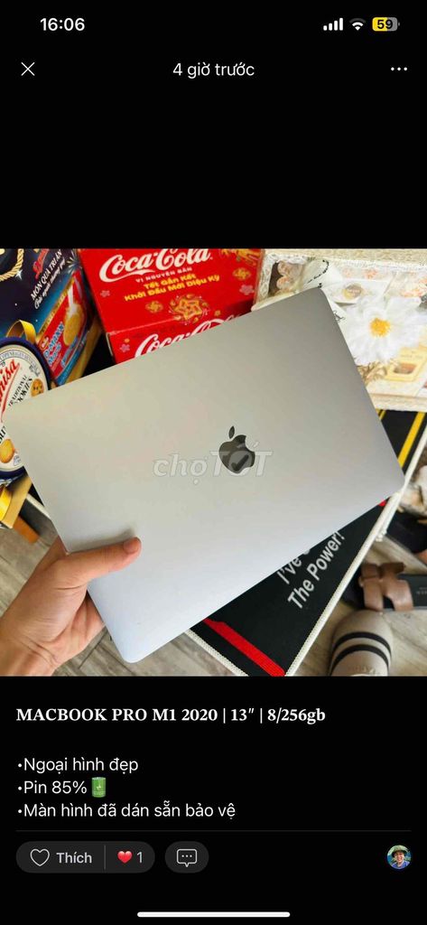 𝐌𝐀𝐂𝐁𝐎𝐎𝐊 𝐏𝐑𝐎 𝐌𝟏 𝟐𝟎𝟐𝟎 | 𝟏𝟑” | 𝟖/𝟐𝟓𝟔𝐠𝐛. Mua bán Laptop tại Thành phố Biên Hòa Đồng Nai được đăng bởi Trần Ngọc Minh Anh hình 1