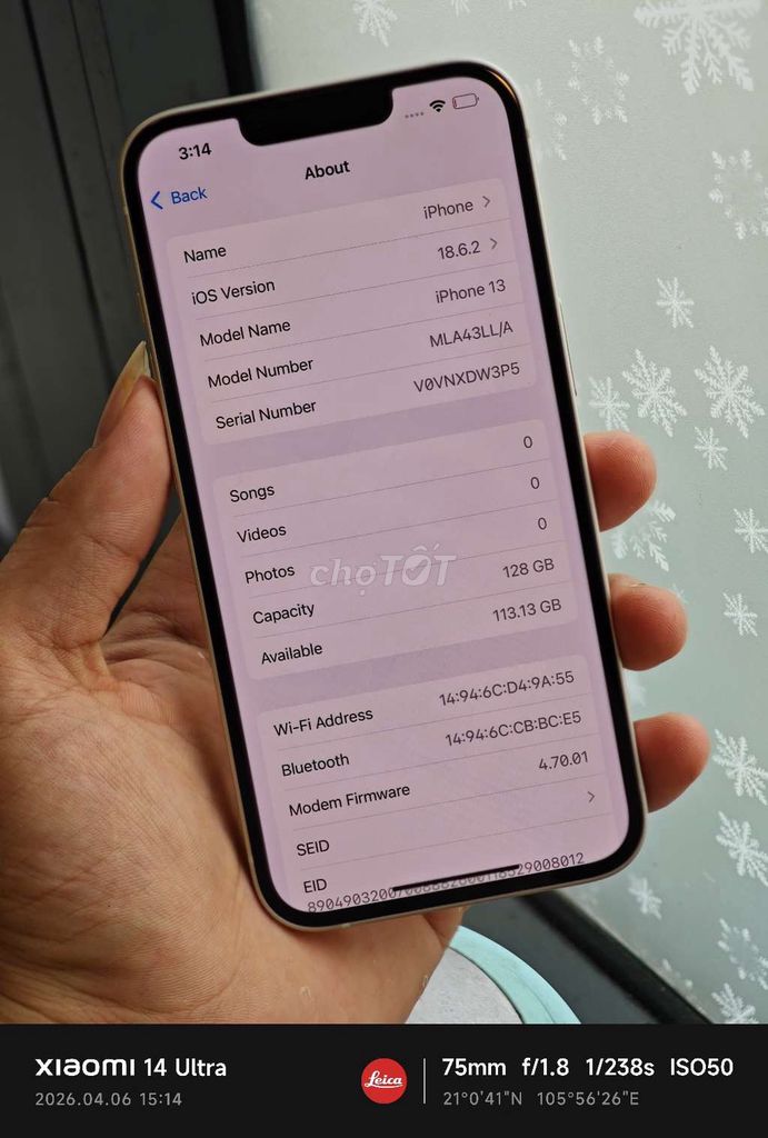 iPhone 13 128GB Trắng Như mới. Mua bán Điện thoại tại Huyện Gia Lâm Hà Nội được đăng bởi Phạm Kiên Cường hình 1