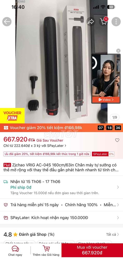 Gậy tự sướng ZJchao VRIG AC-04S Đen. Mua bán Phụ kiện (Màn hình, Chuột...) tại Quận Liên Chiểu Đà Nẵng được đăng bởi ngà huỳnh hình 1