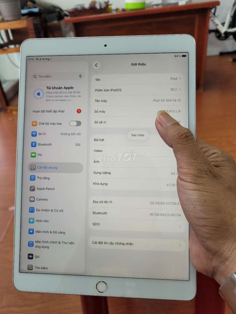 Apple iPad Air 3 64GB Bạc. Mua bán Máy tính bảng tại Thành phố Bà Rịa Bà Rịa - Vũng Tàu được đăng bởi HUY THẮNG MOBILE hình 1