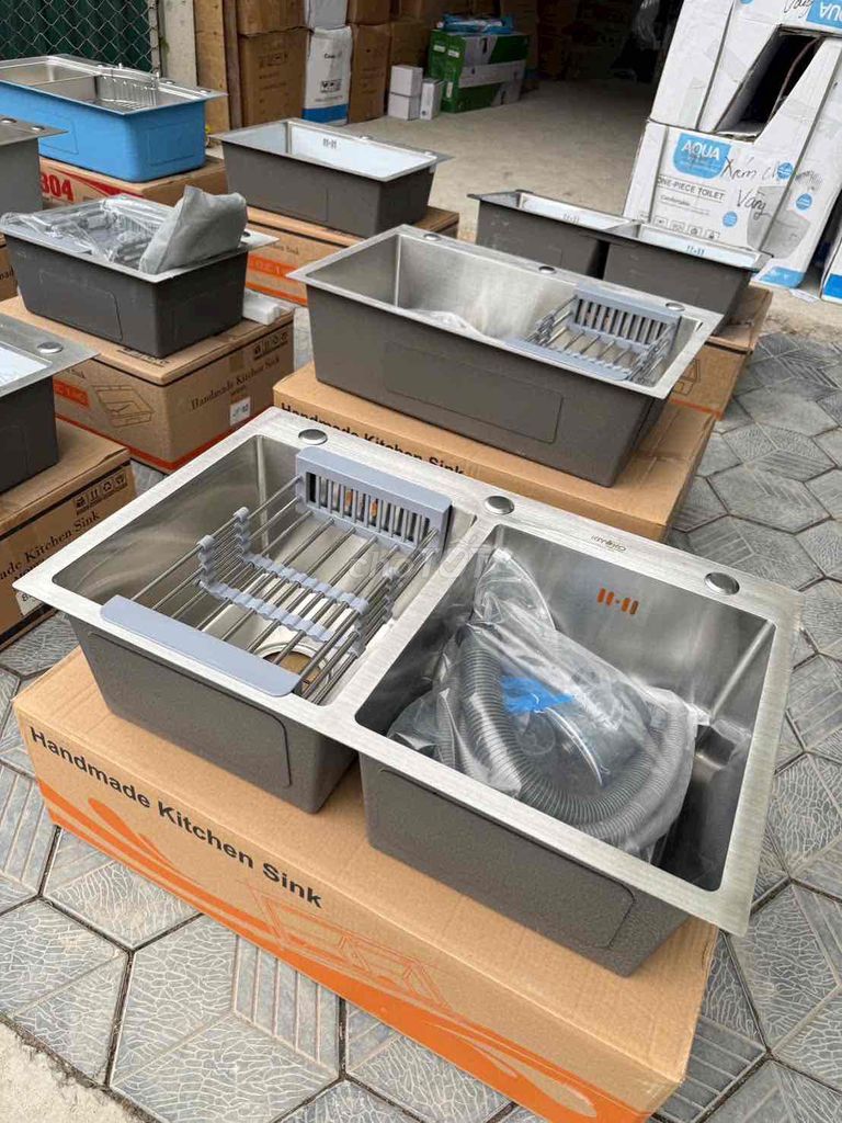 Chậu rửa bát Inox 2 hố 82x45cm. Mua bán Thiết bị vệ sinh, nhà tắm tại Quận Tây Hồ Hà Nội được đăng bởi Phương ly hình 1