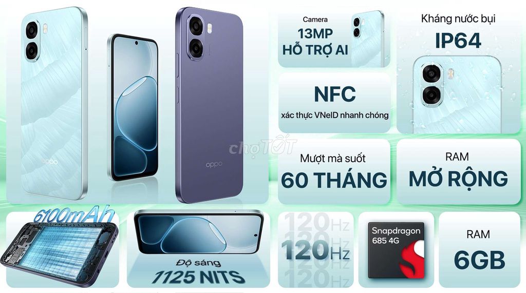 Oppo A6x xanh, ram 6G, bộ nhớ 256GB.mới 99%. Mua bán Điện thoại tại Quận 4 Tp Hồ Chí Minh được đăng bởi Trịnh Hữu Trung hình 1