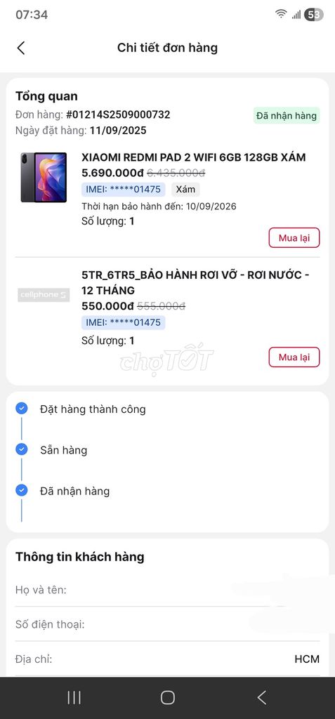 Xiaomi Redmi Pad 2 Wifi 6GB/128GB Xám. Mua bán Máy tính bảng tại Thành phố Thủ Đức Tp Hồ Chí Minh được đăng bởi Truong1995 hình 1