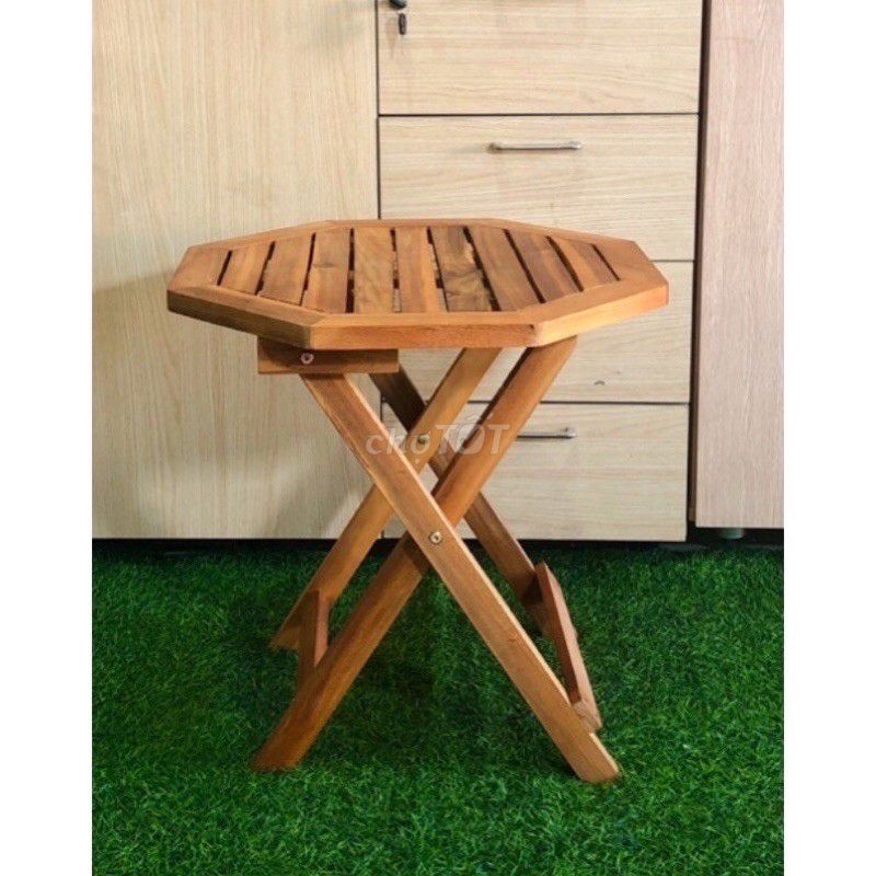 Bàn ghế gỗ cà phê xếp gọn - Gỗ tràm - Mới 100%
