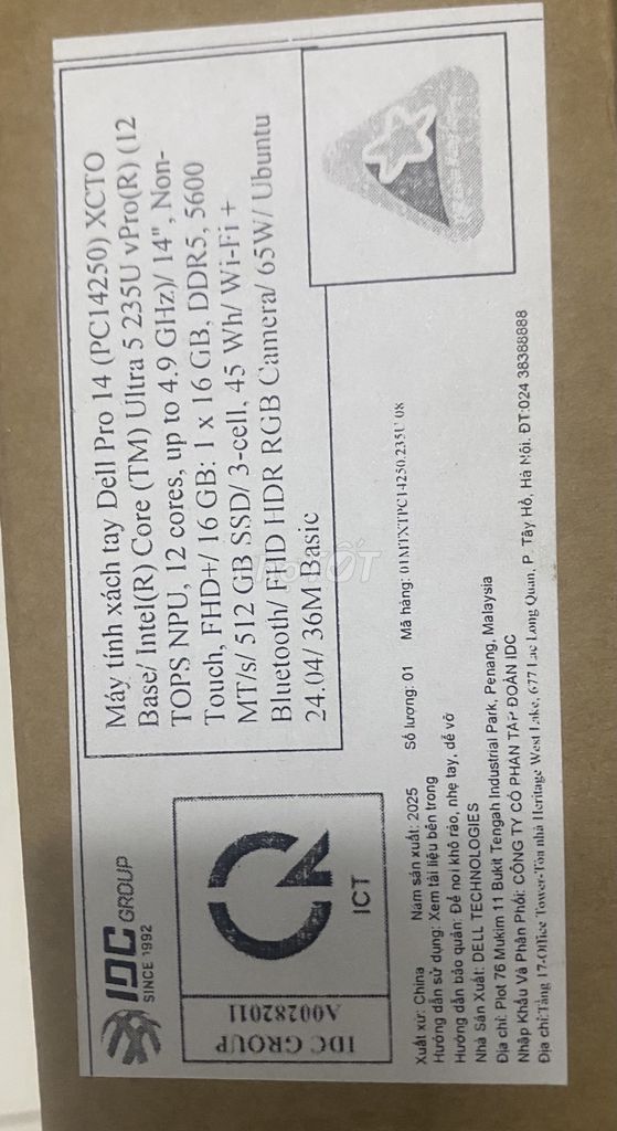 Dell Pro 14 PC14250 ultra5 -235U 14 FHD 16GB/512GB. Mua bán Laptop tại Huyện Hóc Môn Tp Hồ Chí Minh được đăng bởi Trinh08 hình 1