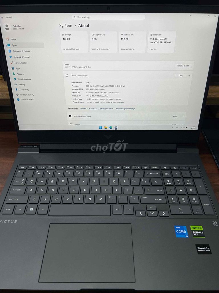 HP Victus 16 i5-13500HX rtx 4060 16GB/512GB. Mua bán Laptop tại Quận Hà Đông Hà Nội được đăng bởi Đạt Nguyễn Hữu hình 1