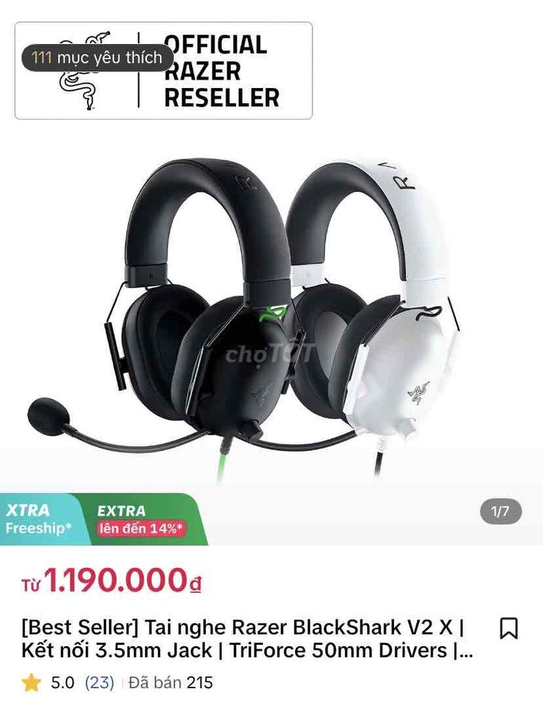 Tai nghe Razer BlackShark V2 X. Mua bán Tivi, Âm thanh tại Huyện Văn Lâm Hưng Yên được đăng bởi Chung Lee hình 1