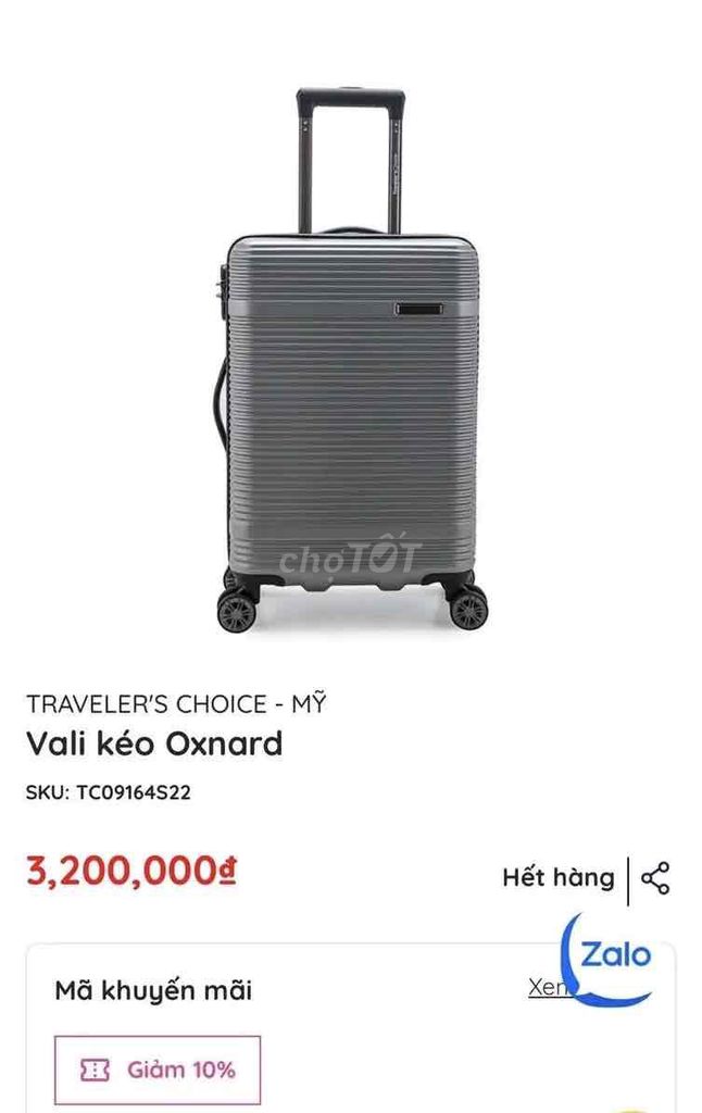 Vali kéo Travelers Choice. Mua bán Túi xách tại Quận Tân Phú Tp Hồ Chí Minh được đăng bởi Nguyễn Đình Phong hình 1