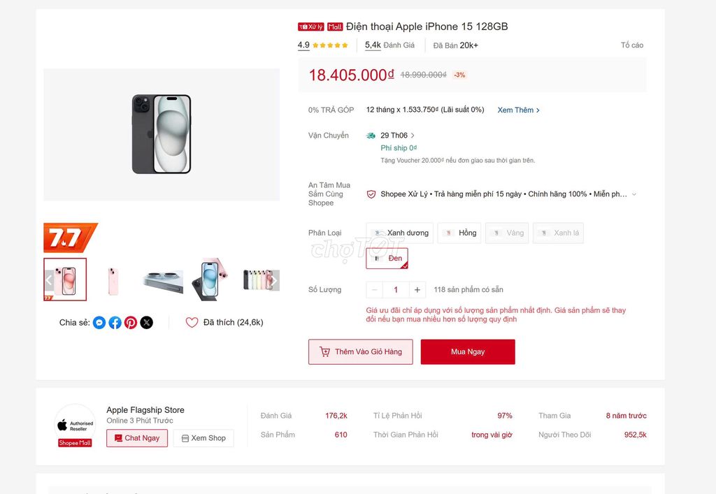 iPhone 15 128GB Mới 100% nguyên seal săn đc sale. Mua bán Điện thoại tại Quận Đống Đa Hà Nội được đăng bởi Thế Hoàng hình 1