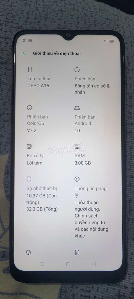 OPPO A15 3GB/32GB Trắng. Mua bán Điện thoại tại Quận Ninh Kiều Cần Thơ được đăng bởi MUA BÁN VÌ ĐAM MÊ hình 1