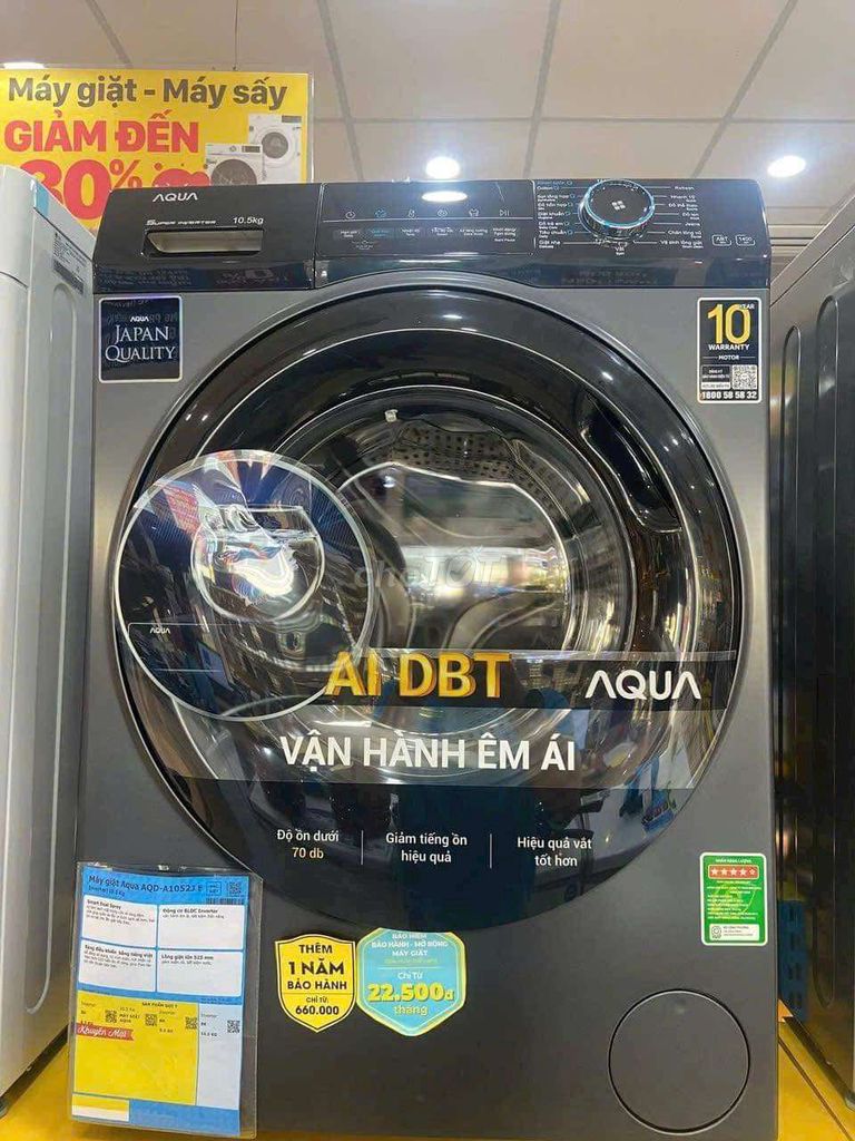 AQUA INVERTER 10,5KG:MÁY TRƯNG BÀY 98% BH 22 THÁNG