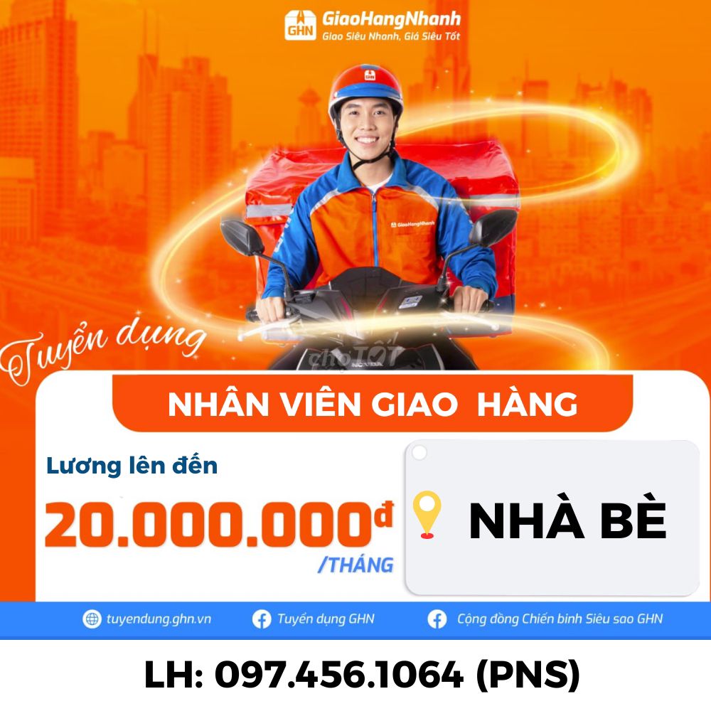 [Nhà Bè] Tuyển Shipper Giao Hàng Có Lương Cứng