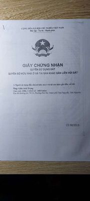 BÁN 288M2 TOÀN BỘ LÀ THỔ CƯ  GẦN CHỢ DỐC HANH. Mua bán đất tại Thành phố Thái Nguyên Thái Nguyên được đăng bởi anhtrong