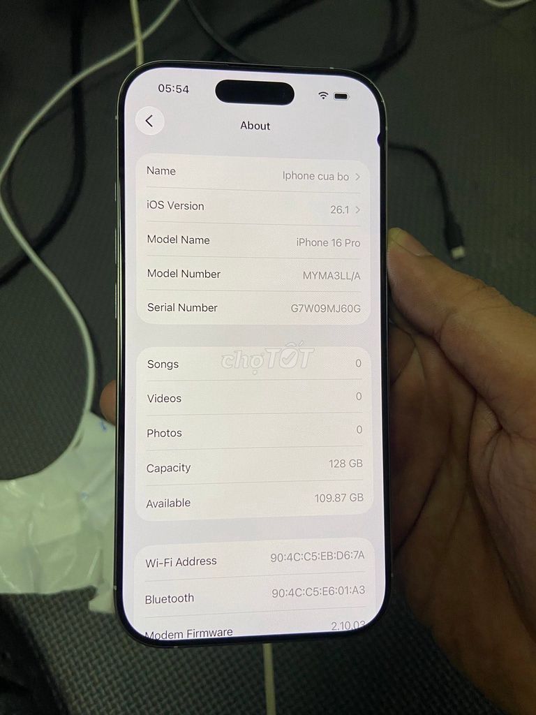 Apple iPhone 16 Pro 128GB Trắng Mỹ Like New. Mua bán Điện thoại tại Quận 3 Tp Hồ Chí Minh được đăng bởi Hội Đồ Điện Tử hình 1