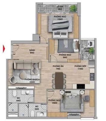 Căn hộ 116 m² · 3 PN · Đường Võ Chí Công