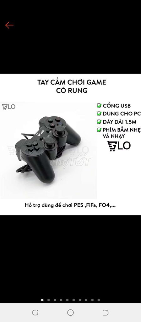 Tay cầm chơi game Ucom Đen USB PC 1.5m. Mua bán Thiết bị chơi game tại Huyện Châu Thành Kiên Giang được đăng bởi Chí Nguyện PC hình 1