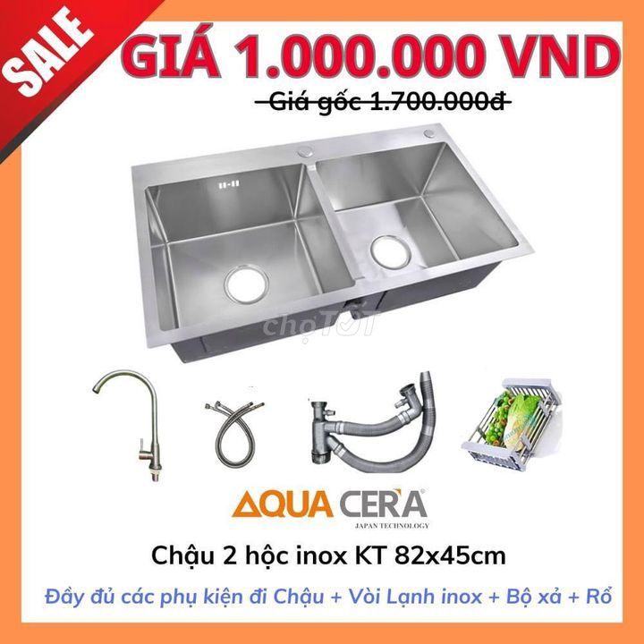 chậu rửa chén inox 304 + vòi rửa giá sale mạnh