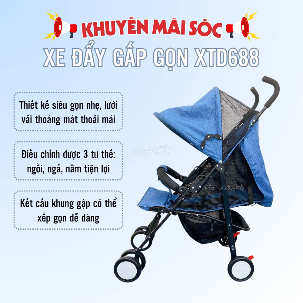 MỚI-Xe đẩy em bé hàng cao cấp gấp gọn nhẹ