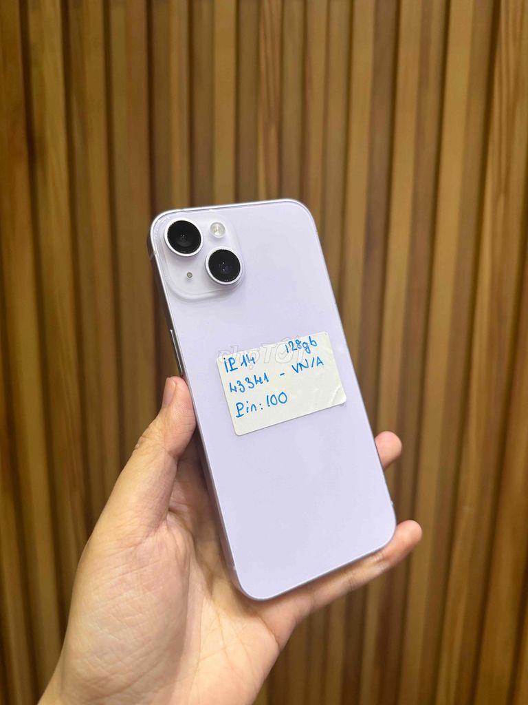 iPhone 14 128GB Tím VN/A pin 100 màu tím. Mua bán Điện thoại tại Quận 10 Tp Hồ Chí Minh được đăng bởi Đăng Sơn Store hình 1