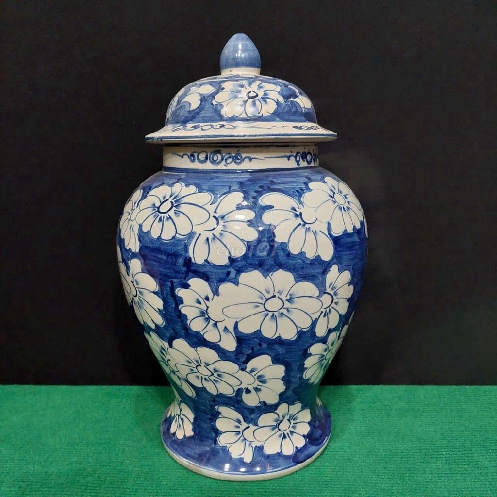 Chóe trang trí Gốm Xanh trắng Hoa cúc 39cm. Mua bán Cây cảnh, đồ trang trí tại Quận Thanh Khê Đà Nẵng được đăng bởi Trần Xuân Dương hình 1
