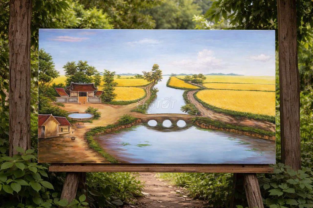 Tranh sơn dầu Phong cảnh làng quê. Mua bán Đồ sưu tầm, đồ cổ tại Huyện Hóc Môn Tp Hồ Chí Minh được đăng bởi Quốc quốc hình 1