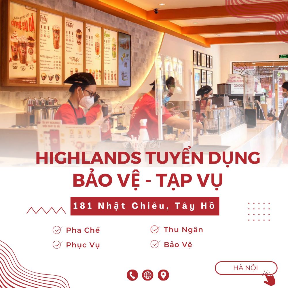 TUYỂN BẢO VỆ - TẠP VỤ CHO QUÁN CAFE 181 NHẬT CHIÊU