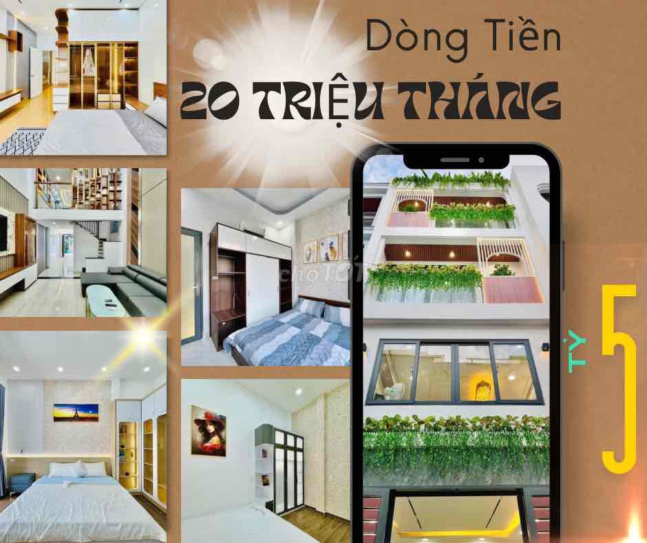 Nhà full nội thất,43m2,thu nhập 20 tr tháng,vòng xoay Lăng Cha Cả,5tỷ