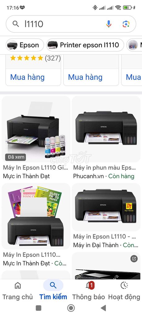 Máy in phun màu Epson L1110 Đen. Mua bán Đồ dùng văn phòng tại Quận Tân Bình Tp Hồ Chí Minh được đăng bởi Phụ tùng SH hình 1