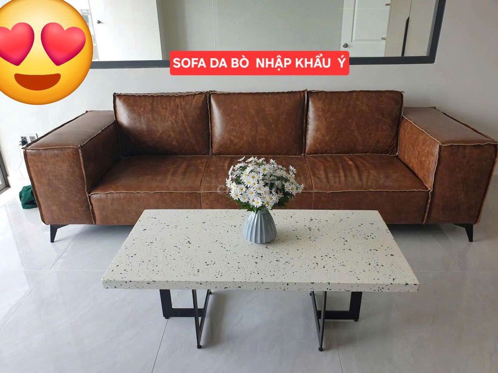 Ghế sofa da bò Ý 2m8 màu Nâu. Mua bán Bàn ghế tại Quận 7 Tp Hồ Chí Minh được đăng bởi Văn Thọ hình 1