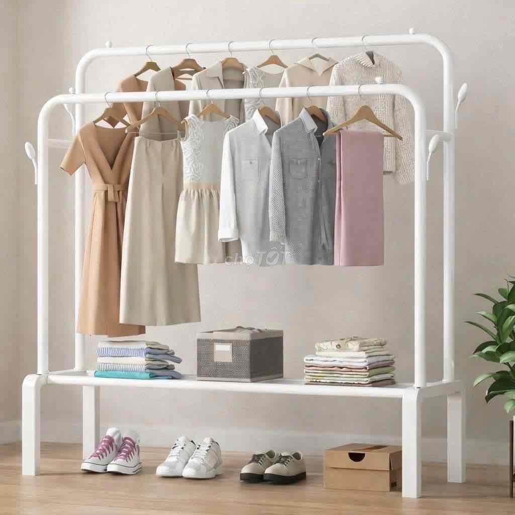 Giá treo quần áo sắt trắng 2 tầng. Mua bán Nội thất, đồ gia dụng khác tại Thành phố Hà Tĩnh Hà Tĩnh được đăng bởi Đại Lý Quang Trung hình 1