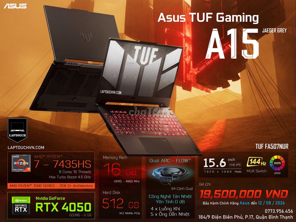 Asus TUF Gaming A15 FA507NUR [ BH ]. Mua bán Laptop tại Quận Bình Thạnh Tp Hồ Chí Minh được đăng bởi Cửa Hàng Máy Tính Laptouch VN hình 1