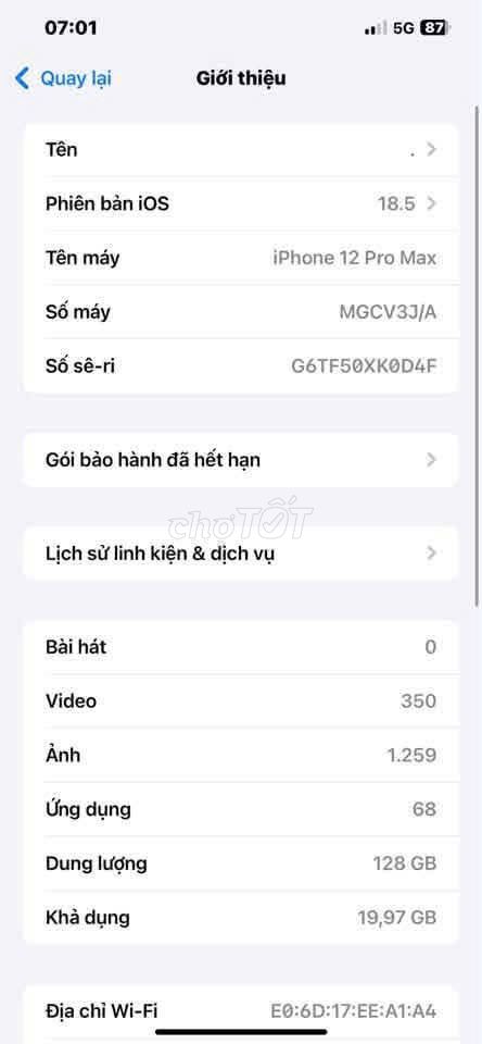 Apple iPhone 12 Pro Max 128GB Trắng. Mua bán Điện thoại tại Quận 10 Tp Hồ Chí Minh được đăng bởi Hội Đồ Điện Tử hình 1