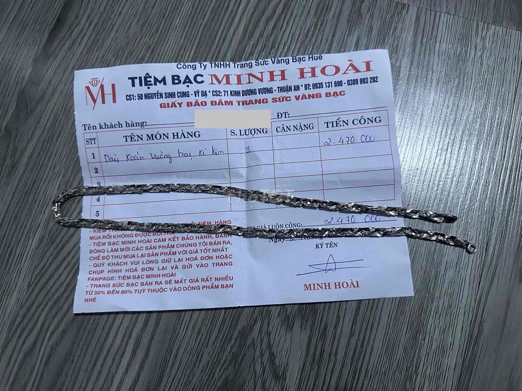 Dây chuyền xoắn vuông bạc xi kim. Mua bán Phụ kiện thời trang khác tại Thành phố Huế Thừa Thiên Huế được đăng bởi Nguyên Hồ hình 1