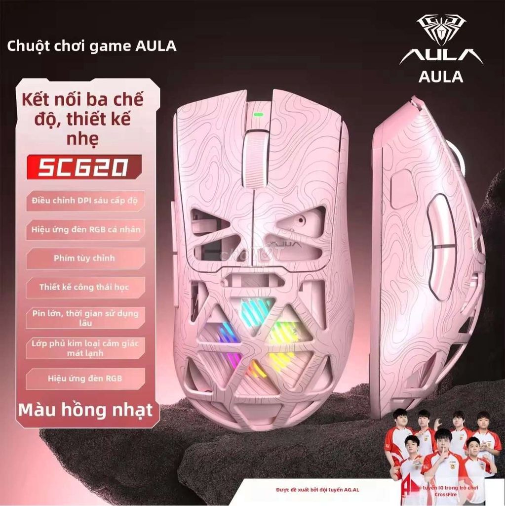 Chuột AULA SC620 3mod Hồng Topo. Mua bán Phụ kiện (Màn hình, Chuột...) tại Huyện Thủ Thừa Long An được đăng bởi Vinh Gaming hình 1