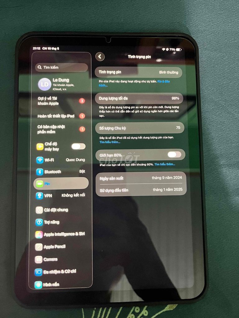 Apple iPad mini 7 Xám. Mua bán Máy tính bảng tại Huyện Vĩnh Cửu Đồng Nai được đăng bởi Dung Le hình 1