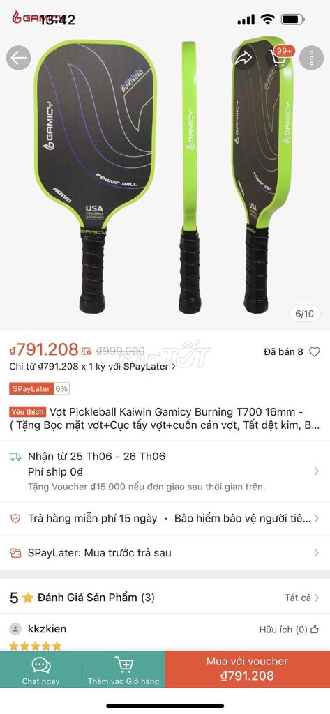 Vợt pickleball Gamicy Burning T700