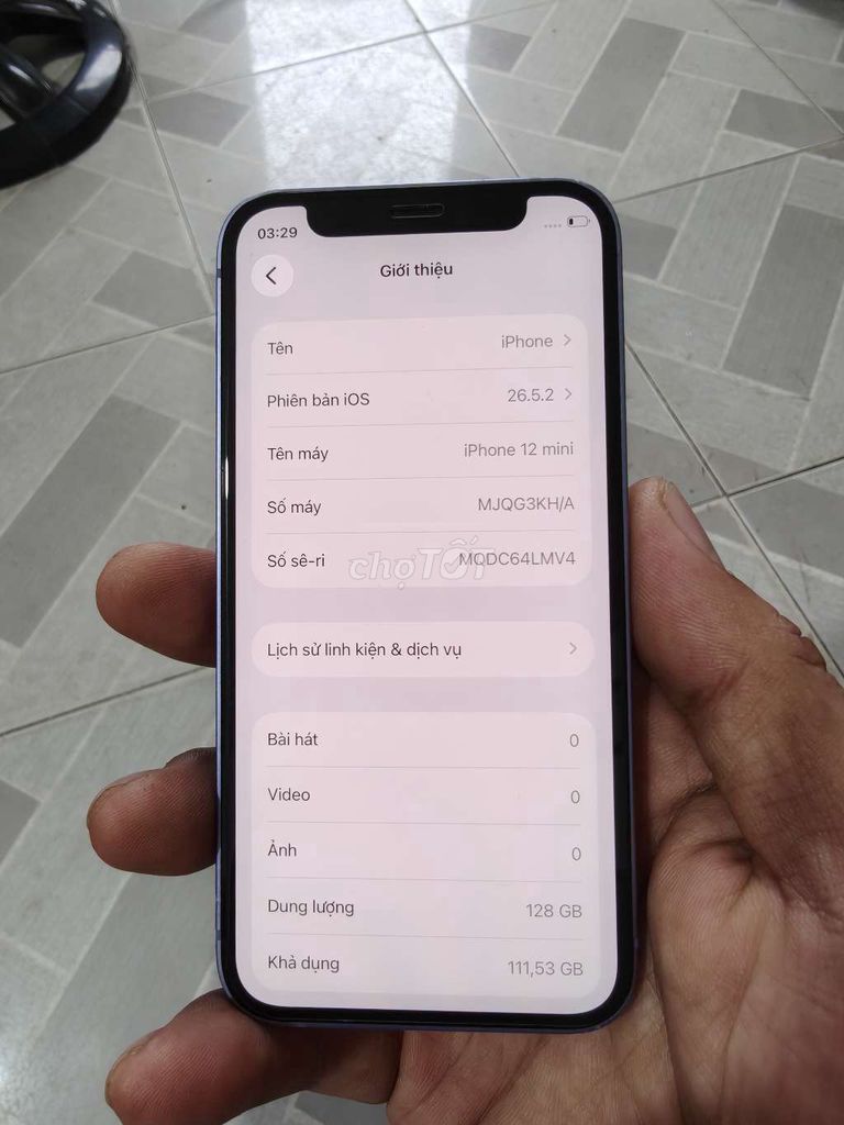 Apple iPhone 12 mini 128GB Tím Đã thay pin. Mua bán Điện thoại tại Thành phố Bến Tre Bến Tre được đăng bởi Từ Tuấn Bến Tre hình 1