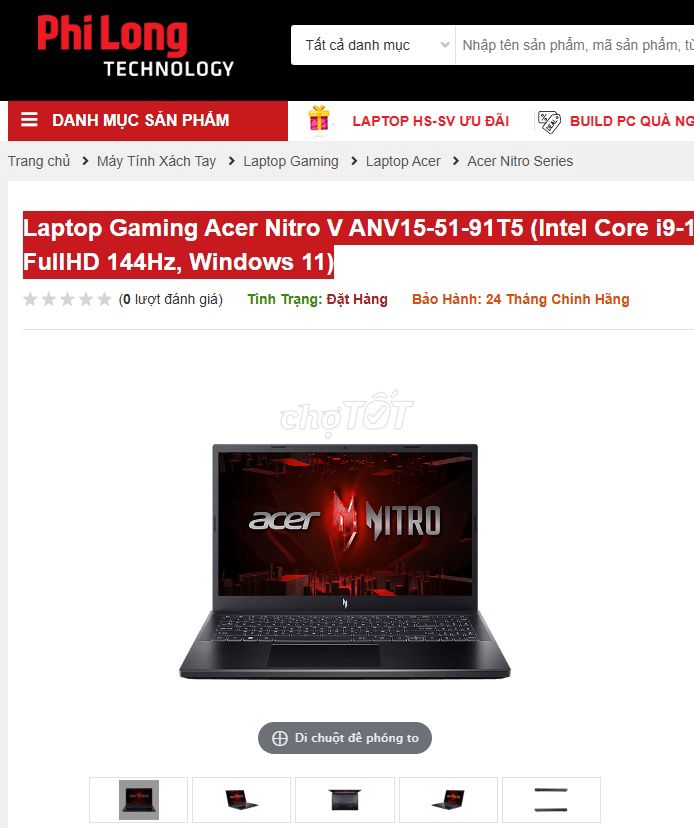 Acer Nitro V ANV15-51-91T5 i9-13900H. Mua bán Laptop tại Quận Liên Chiểu Đà Nẵng được đăng bởi Mê Chim Cá hình 1