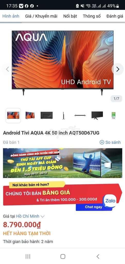 Androi Smart tivi Aqua 4k 50inch đk giọng nói