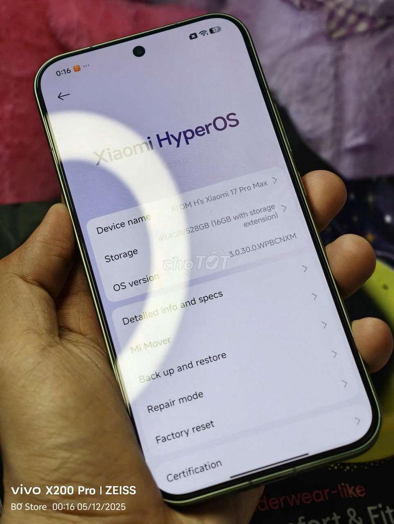 ⭐ Xiaomi 17 Pro Max (12/512) Pin 100 - Máy Đẹp 99%. Mua bán Điện thoại tại Quận Ninh Kiều Cần Thơ được đăng bởi BƠ STORE ĐIỆN THOẠI XÁCH TAY CN CẦN THƠ hình 6