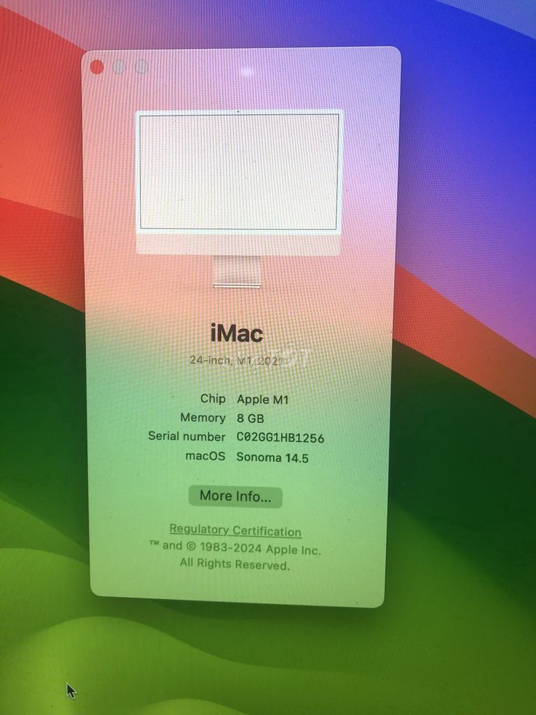 Bán Imac M1 7GPU/8CPU/RAM 8GB/SSD 256GB