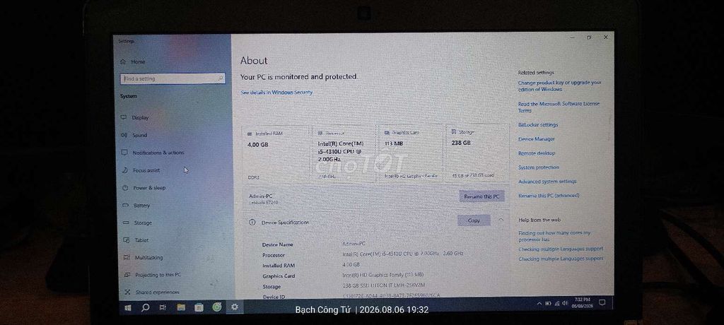 Dell E7240 4GB/SSD 256GB Like New. Mua bán Laptop tại Quận Cầu Giấy Hà Nội được đăng bởi Minh Bảo hình 1