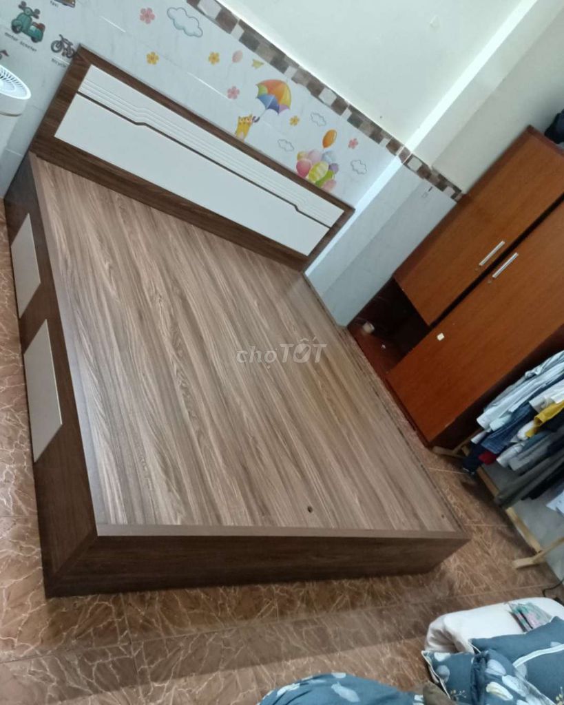 GIƯỜNG GỖ CÔNG NGHIỆP MDF 1M8*2M CÓ HỘP KÉO